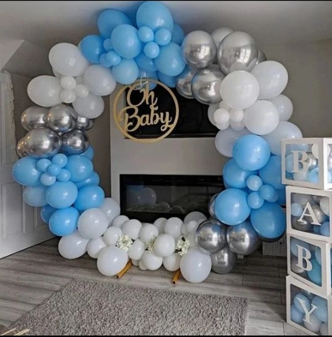 Pastel Blue and White Oh Baby Decoration